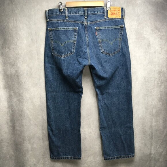 Levis 505 Regular Fit Mens Blue Jeans size 38x29 Denim 100% Cotton Zipper Fly - Picture 2 of 9